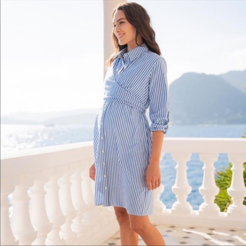 Seraphine Nursing Maternity Striped Shirt Dress